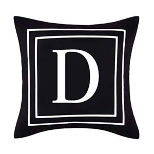 yastouay pillow covers english alphabet d throw pillow cover black throw pillow case modern cushion cover for sofa bedroom chair couch car (black, 18 x 18 inch)