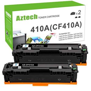 aztech compatible toner cartridge replacement for hp 410a cf410a 410x cf410x color pro mfp m477fnw m477fdn m477fdw m452dw m452nw m452dn toner cartridges printer (black, 2-pack)