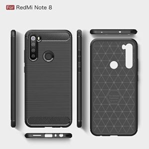 CruzerLite Xiaomi Redmi Note 8 Case, Carbon Fiber Texture Design & Leather Texture Design Back Cover Anti-Scratch Shock Absorption Case for Xiaomi Redmi Note 8 (Black)