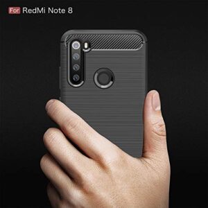 CruzerLite Xiaomi Redmi Note 8 Case, Carbon Fiber Texture Design & Leather Texture Design Back Cover Anti-Scratch Shock Absorption Case for Xiaomi Redmi Note 8 (Black)