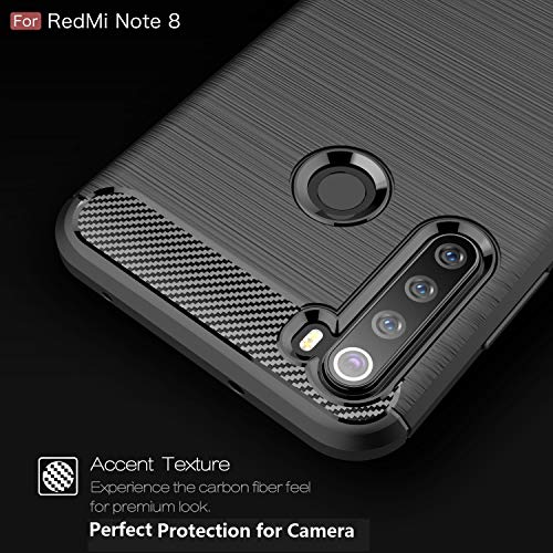 CruzerLite Xiaomi Redmi Note 8 Case, Carbon Fiber Texture Design & Leather Texture Design Back Cover Anti-Scratch Shock Absorption Case for Xiaomi Redmi Note 8 (Black)