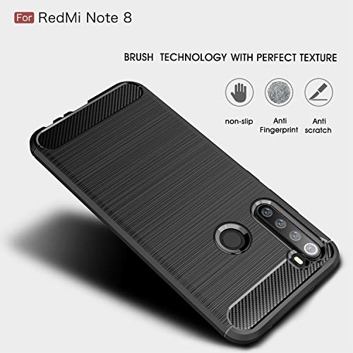 CruzerLite Xiaomi Redmi Note 8 Case, Carbon Fiber Texture Design & Leather Texture Design Back Cover Anti-Scratch Shock Absorption Case for Xiaomi Redmi Note 8 (Black)