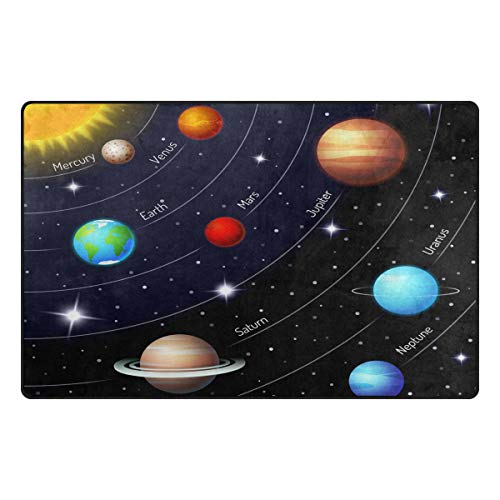 Linomo Area Rug Educational Outer Space Universe Planet Floor Rugs Doormat Living Room Home Decor, Carpets Area Mats for Kids Boys Girls Bedroom 60 x 39 Inches
