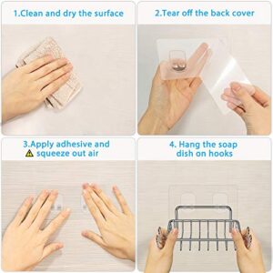 Nieifi Shower Caddy Basket with Hooks Soap Dish Holder Shelf for Shampoo Conditioner Bathroom Kitchen Storage Organizer SUS304 Stainless Steel Adhesive No Drilling - 3 Pack