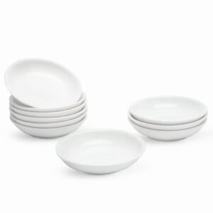 uibfcwn 3 oz 10 pack white dipping bowls, ceramic dip bowls, soy sauce dish & bowl, olive oil dipping dishes, charcuterie bowls, serving bowls for side dishes, ketchup, bbq and party dinner