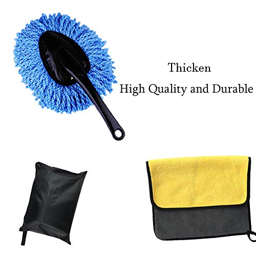 Car Cleaning Kit Wheel Brush Auto Dust Collector Tire Brush Air Conditioning Microfiber Thicken Towel Windshield Cleaning Tool Small Spray Bottle Gentle Effective Car Wash Tool Set Canvas Bag(6 Packs)