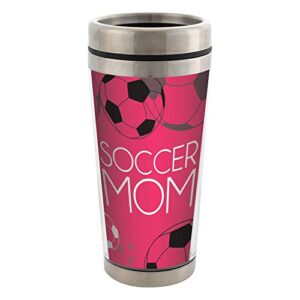 elanze designs soccer mom stainless steel 16 oz travel mug with lid