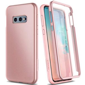 suritch case for samsung galaxy s10e,【built in screen protector】【support wireless charging】 rugged back cover hybrid bumper 360 protective case matte shockproof for s10e case 5.8"(rose gold)