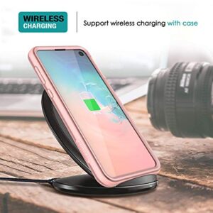 SURITCH Case for Samsung Galaxy S10e,【Built in Screen Protector】【Support Wireless Charging】 Rugged Back Cover Hybrid Bumper 360 Protective Case Matte Shockproof for S10e Case 5.8"(Rose Gold)