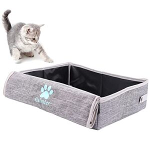 portable cat travel litter box with lid, collapsible car cat litter box waterproof and easy to clean
