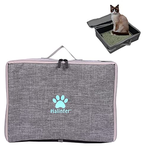 Portable Cat Travel Litter Box with Lid, Collapsible Car Cat Litter Box Waterproof and Easy to Clean