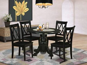east west furniture shcl5-blk-w dining table set, 5-piece