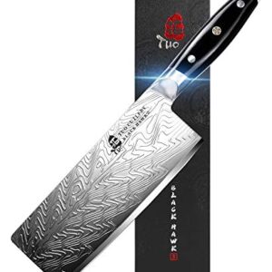 TUO Vegetable Meat Cleaver Knife - Chinese Chef's Knife 7-inch High Carbon Stainless Steel  - Kitchen Knife with G10 Full Tang handle - Black Hawk-S Knives Including Gift Box