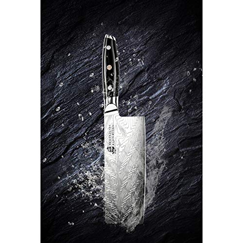 TUO Vegetable Meat Cleaver Knife - Chinese Chef's Knife 7-inch High Carbon Stainless Steel  - Kitchen Knife with G10 Full Tang handle - Black Hawk-S Knives Including Gift Box