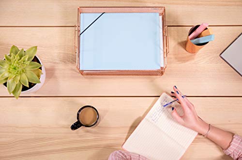 Rose Gold Letter Tray - 2 Tier Rose Gold Desk Organizer for Women, Stackable Paper Tray Organizer, File Organizer for Home Office and Desk Accessories