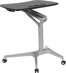 flash furniture gia mobile sit-down, stand-up black computer ergonomic desk with 28.25"w top (adjustable range 29" - 41")