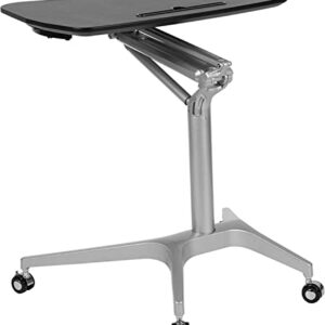 Flash Furniture Gia Mobile Sit-Down, Stand-Up Black Computer Ergonomic Desk with 28.25"W Top (Adjustable Range 29" - 41")