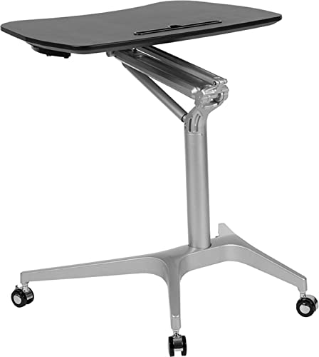 Flash Furniture Gia Mobile Sit-Down, Stand-Up Black Computer Ergonomic Desk with 28.25"W Top (Adjustable Range 29" - 41")