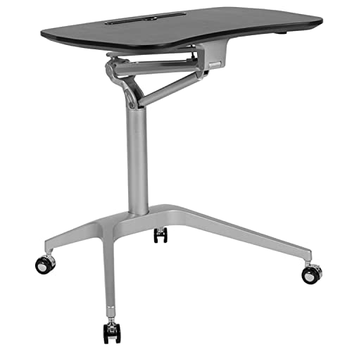 Flash Furniture Gia Mobile Sit-Down, Stand-Up Black Computer Ergonomic Desk with 28.25"W Top (Adjustable Range 29" - 41")
