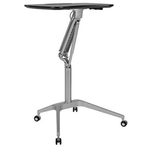 Flash Furniture Gia Mobile Sit-Down, Stand-Up Black Computer Ergonomic Desk with 28.25"W Top (Adjustable Range 29" - 41")