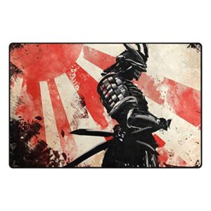 linomo Area Rug Japanese Samurai Floor Rugs Doormat Living Room Home Decor, Carpets Area Mats for Kids Boys Girls Bedroom 31 x 20 Inches