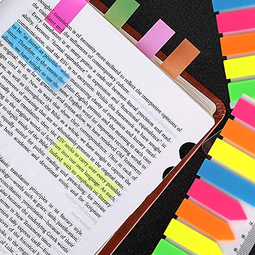 Fandamei 960 Pieces Neon Page Markers 6 Sets Translucent Page Flags Fluorescent Index Tabs Sticky Notes Tabs with 12 cm Measurement for Page Marker