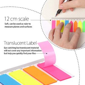 Fandamei 960 Pieces Neon Page Markers 6 Sets Translucent Page Flags Fluorescent Index Tabs Sticky Notes Tabs with 12 cm Measurement for Page Marker
