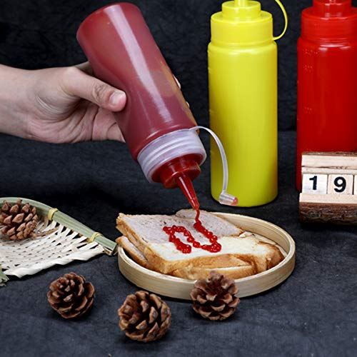 Bekith 12 pack 16 Oz Wide Mouth Plastic Squeeze Condiment Bottles with Twist On Cap Lids and Discrete Measurements, Empty Squirt Bottle For Sauce, Ketchup, Paint