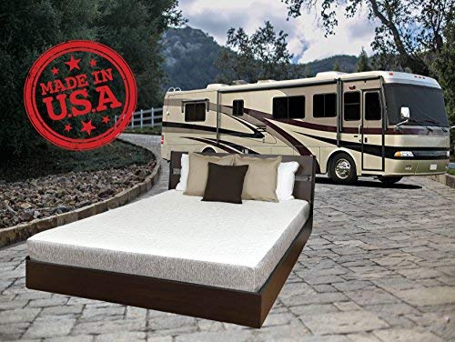 Travel Happy with an 8" RV BUNK Bed Twin (34" x 75" Inches) New Cooler Sleep Graphite Gel Memory Foam Mattress with Premium Textured 8-Way Stretch Cover for Campers, RV's and Trailers Made in The USA