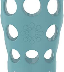 Lifefactory 20-Ounce Beverage Glasses with Protective Silicone Sleeves, 4 Count (Pack of 1), Stone Gray, Aqua Teal, Dusty Purple, Carbon