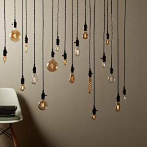 GE Lighting Vintage Style Pendant Light Fixture for Medium Base Bulb, 60-Watt Maximum, Black, 1-Pack