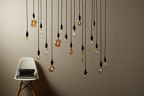 GE Lighting Vintage Style Pendant Light Fixture for Medium Base Bulb, 60-Watt Maximum, Black, 1-Pack