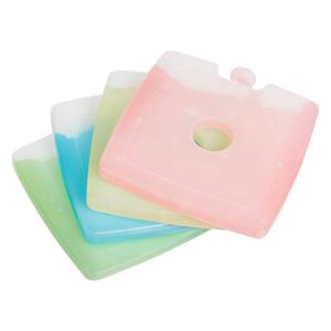 Amazon Basics Reusable Hard Sided Square Ice Pack, 4.75" X 4.75" X 0.5", Multicolor, Pack of 4