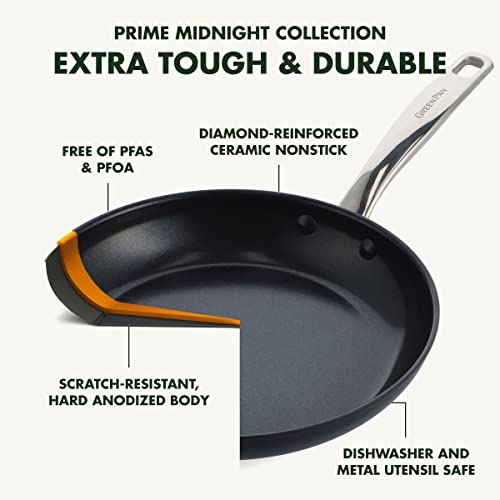 GreenPan Chatham Black Prime Midnight Hard Anodized Healthy Ceramic Nonstick 11 Piece Cookware Pots and Pans Set, PFAS-Free, Dishwasher Safe, Oven Safe, Black
