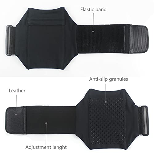 Cell Phone Leg Band & Armband for All Phones with Adjustable Elastic, Sport Leg & Arm Band for Running, Walking, Equestrian, Motorcycle or Hiking (Black)