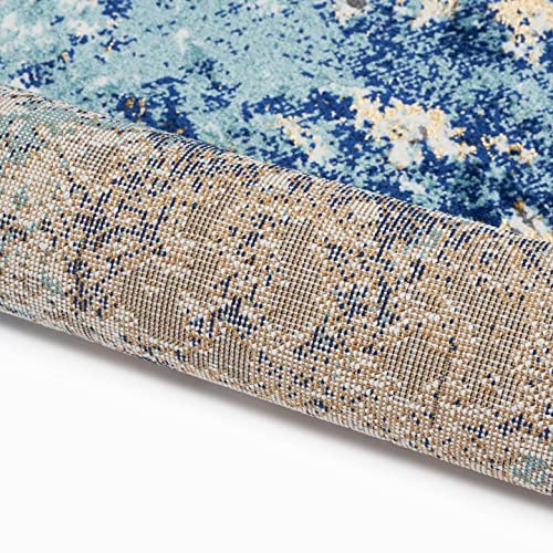 Persian Rugs 6490 Blue 8 x 11 Abstract Modern Area Rug