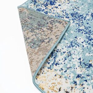 Persian Rugs 6490 Blue 8 x 11 Abstract Modern Area Rug
