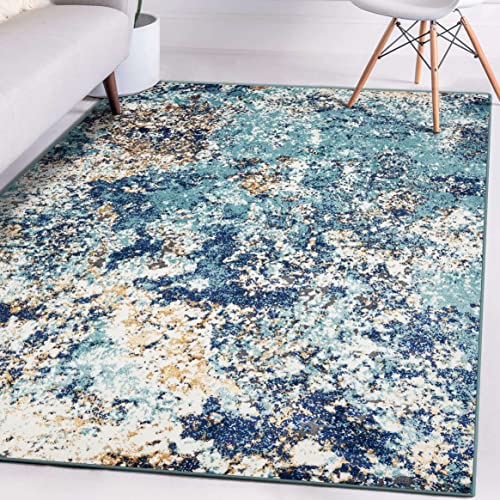 Persian Rugs 6490 Blue 8 x 11 Abstract Modern Area Rug