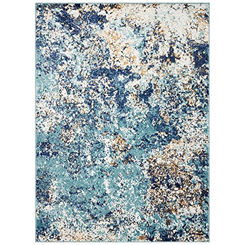 Persian Rugs 6490 Blue 8 x 11 Abstract Modern Area Rug