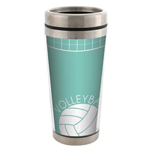volleyball stainless steel 16 oz travel mug with lid