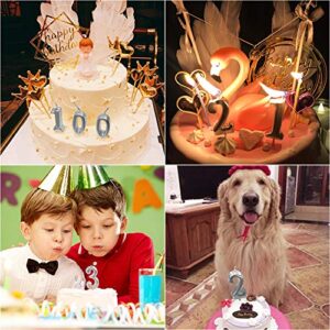 2nd Birthday Candle Two Years Silvery Happy Birthday Number 2 Candles for Cake Topper Decoration for Party Kids Adults Numeral 20 23 12 26 29 21 27 62 25