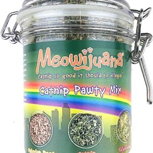 Meowijuana | Catnip Pawty Mix | Organic | Dried Premium 7 Herb Blend | High Potency | Perfect for Cat Toys | Grown in The USA | Feline and Cat Lover Approved