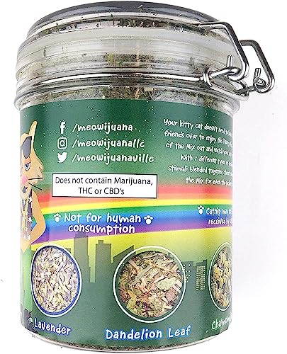 Meowijuana | Catnip Pawty Mix | Organic | Dried Premium 7 Herb Blend | High Potency | Perfect for Cat Toys | Grown in The USA | Feline and Cat Lover Approved