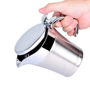 304 Brushed Stainless Steel Gravy Boat, Thermal Insulated Double Wall Serving Sauce Jug Pot for Gravy or Cream at Thanksgiving for Restaurant. (450ml/750ml)