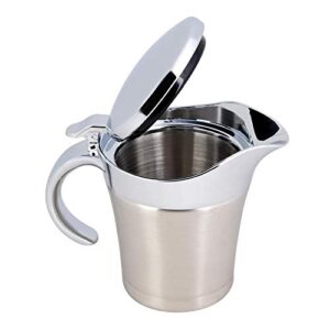 304 Brushed Stainless Steel Gravy Boat, Thermal Insulated Double Wall Serving Sauce Jug Pot for Gravy or Cream at Thanksgiving for Restaurant. (450ml/750ml)