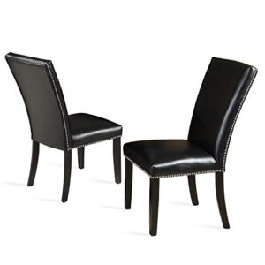 steve silver finley black pu side chair, 20" l x 28" w x 41" h