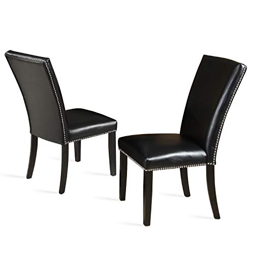 Steve Silver Finley Black PU Side Chair, 20" L x 28" W x 41" H