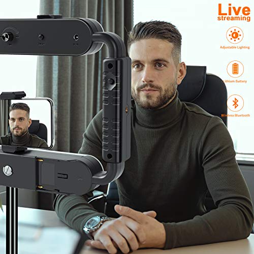 GVM Great Video Maker LED Ring Light 5600K Selfie Light, Smartphone Video Rig & Phone Video Stabilizer for Camera, Smartphone, Makeup, YouTube Setup, Self-Portrait Shooting with Bluetooth