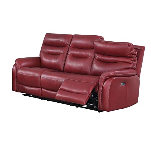 Steve Silver Fortuna Leather Dual-Power Reclining Sofas, 84" L x 38" W x 41" H, Wine