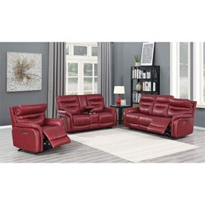 Steve Silver Fortuna Leather Dual-Power Reclining Sofas, 84" L x 38" W x 41" H, Wine